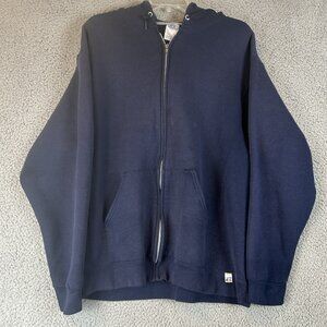 Vintage Russell Athletic Navy Zip up Hoodie Size Large Baggy